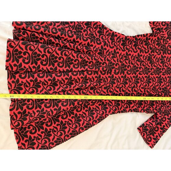 Danny & Nicole Fit & Flare Dress Women’s 12 Red Black Jacquard Knit Half Sleeve - Picture 5 of 9